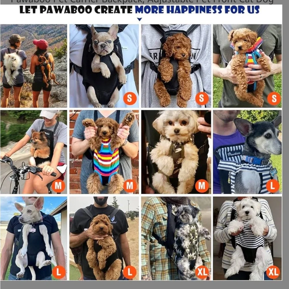 Pawaboo Pet Carrier Backpack, Adjustable for small dogs and cats